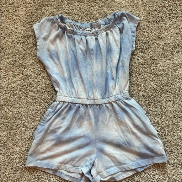 Girls Old Navy Romper Blue Jumpsuit tie dye summer outfit size small (6 - Picture 2 of 7